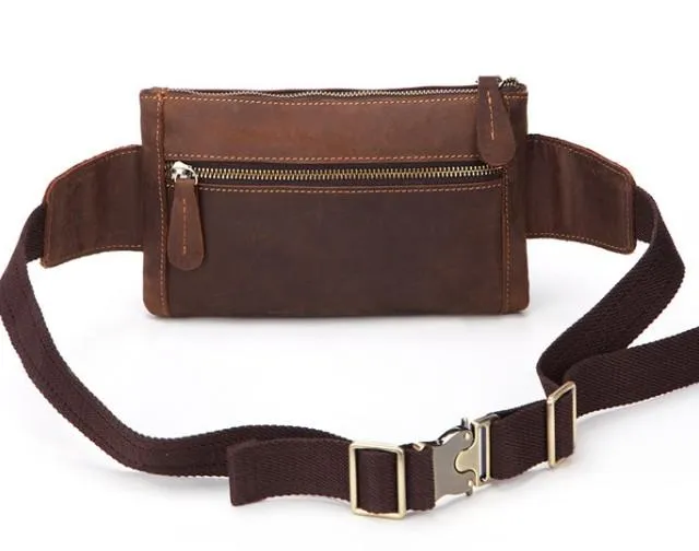 Cool and Retro Brown LEATHER MENS FANNY PACK FOR MEN BUMBAG Vintage WAIST BAGS