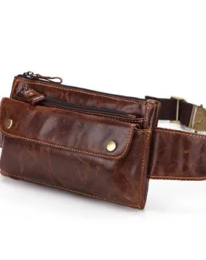 Cool and Retro Dark Brown and Brown LEATHER MENS FANNY PACK FOR MEN BUMBAG Vintage WAIST BAGS Dark Brown