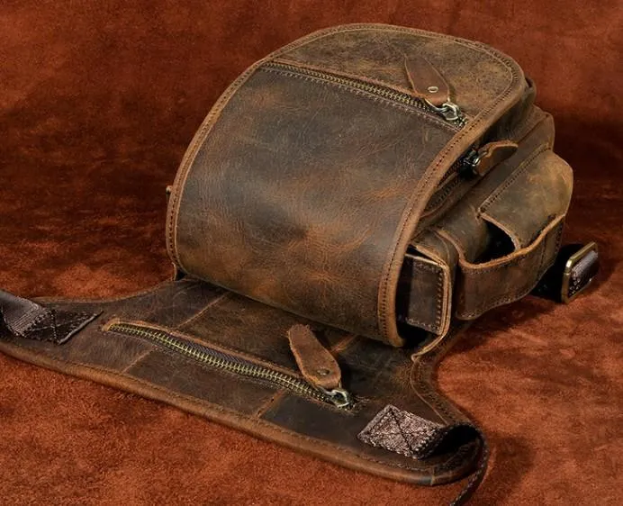 Cool Biker Mens Leather Drop Leg Bag Side Bag Belt Pouch Waist Bag Shoulder Bag for Men