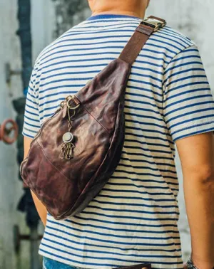 Cool Black Leather Mens Chest Bag Fanny Pack Waist Bags Coffee Leather Hip Bag Bum Bag For Men Black