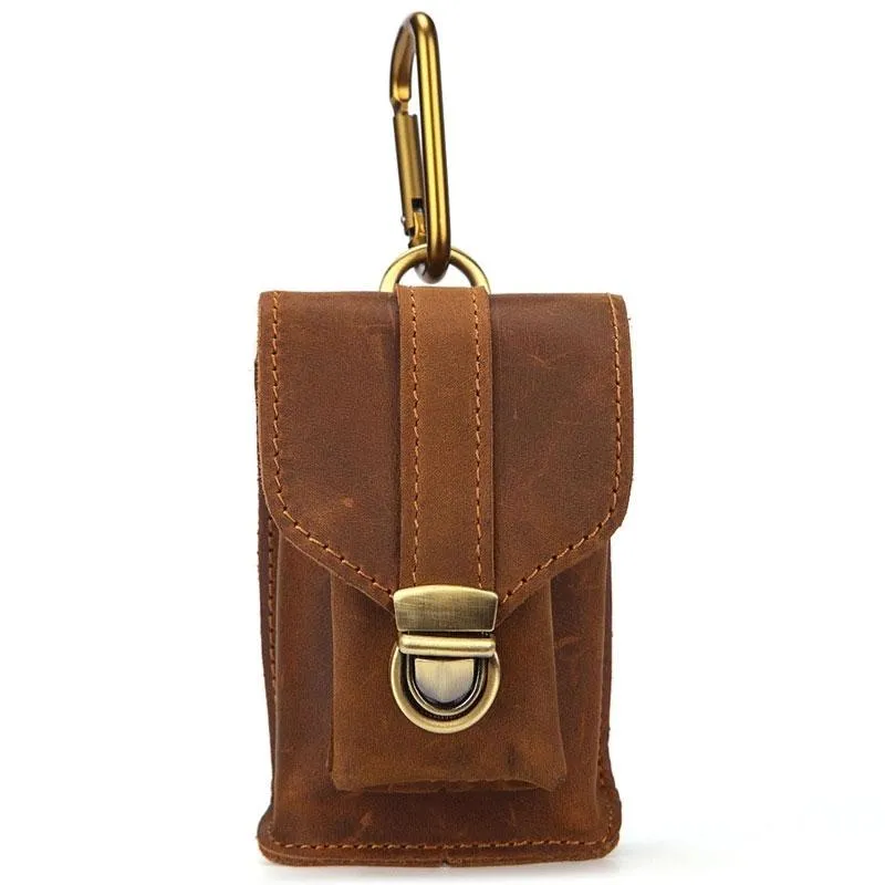 Cool Brown Leather Cell Phone HOLSTER Belt Pouches for Men Waist Bags BELT BAG For Men