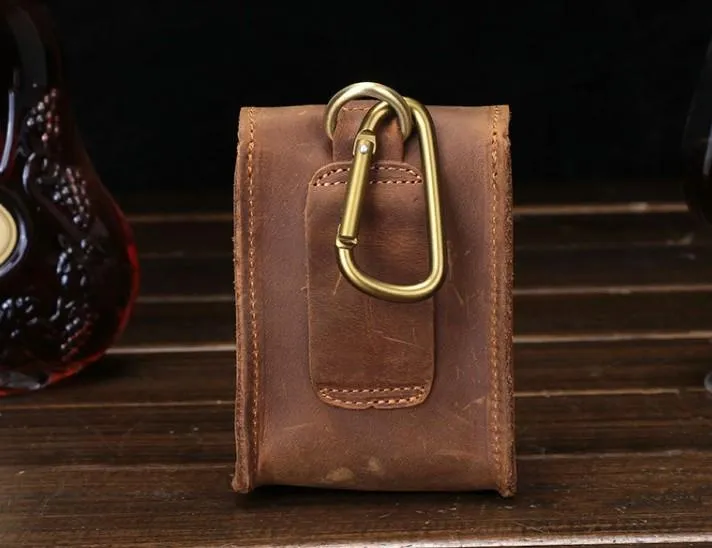 Cool Brown Leather Cell Phone HOLSTER Belt Pouches for Men Waist Bags BELT BAG For Men
