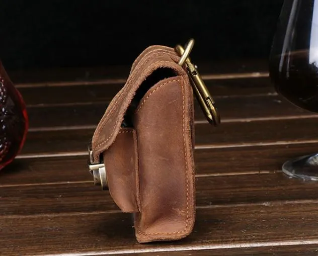 Cool Brown Leather Cell Phone HOLSTER Belt Pouches for Men Waist Bags BELT BAG For Men