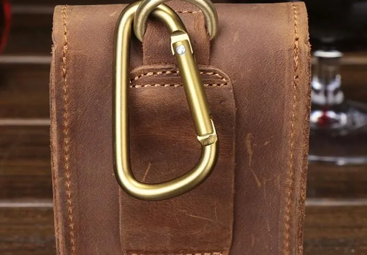 Cool Brown Leather Cell Phone HOLSTER Belt Pouches for Men Waist Bags BELT BAG For Men