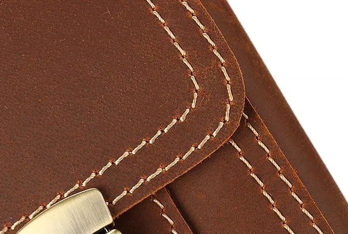 Cool Brown Leather Mens Belt Case Belt Pouch Mini Waist Pouch Belt Bags For Men