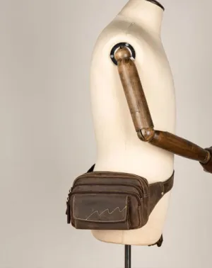 Cool Brown Leather Mens Bumbag Fanny Pack Brown Waist Bag Brown Hip Pack Belt Bag for Men Dark Brown