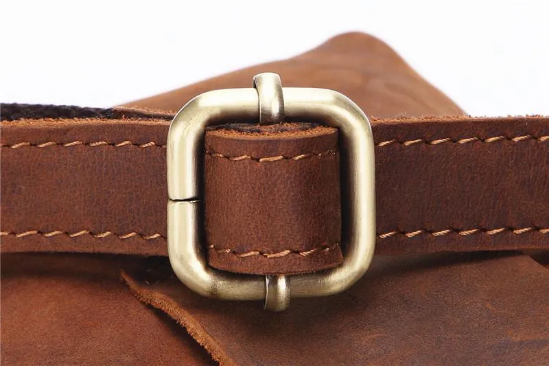 Cool Brown Leather Mens Mini Shoulder Bag Waist Belt Pouch Belt Bags For Men