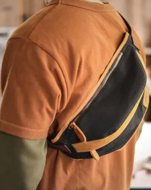 Cool Canvas Leather Mens Chest Bag Green Waist Bag Fanny Pack Hip Bag Bum Pack For Men Black