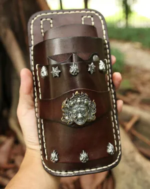 Cool Coffee Leather Mens Hairstylist Tool case Barber pouch Fanny Bag Waist Bag for Men Brown