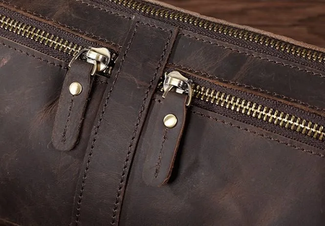 COOL Dark Brown LEATHER MENS FANNY PACK BUMBAG WAIST BAG FOR MEN