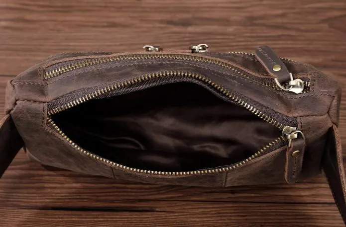 COOL Dark Brown LEATHER MENS FANNY PACK BUMBAG WAIST BAG FOR MEN