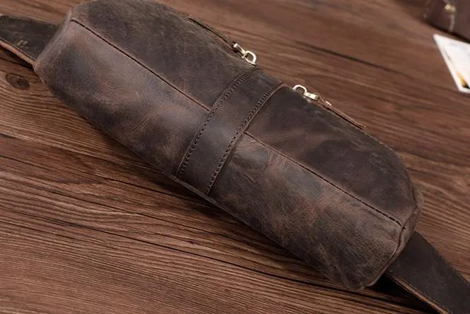 COOL Dark Brown LEATHER MENS FANNY PACK BUMBAG WAIST BAG FOR MEN