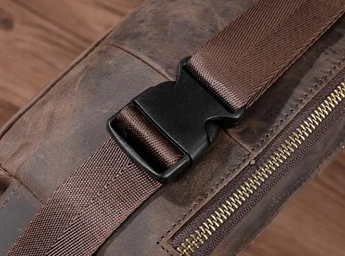 COOL Dark Brown LEATHER MENS FANNY PACK BUMBAG WAIST BAG FOR MEN