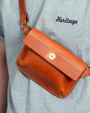 Cool Handmade Brown Leather Men Fanny Pack Hip Bag Bum Pack Waist Bag Chest Bag For Men Brown