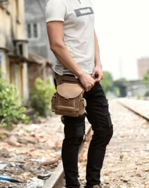 Cool Leather Belt Pouch Mens Waist Bag Camel Drop Leg Tools Bag BUMBAG for Men Camel
