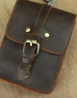 Cool Leather Cell Phone HOLSTER Belt Pouches for Men Waist Bag BELT BAG For Men Coffee