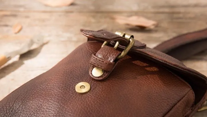 Cool Leather Coffee Belt Pouches Mens Waist Bag Shoulder Bag for Men