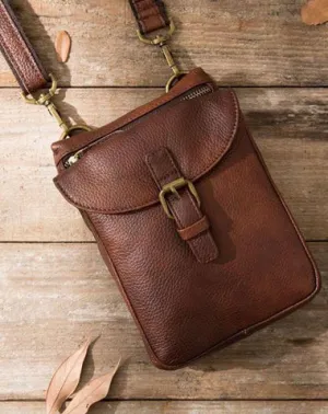 Cool Leather Coffee Belt Pouches Mens Waist Bag Shoulder Bag for Men Coffee