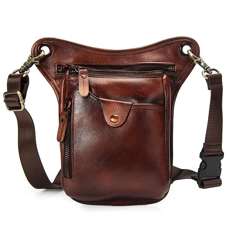 Cool Leather Mens BELT BAG Drop Leg Bag Belt Pouch Waist Bag Shoulder Bags For Men