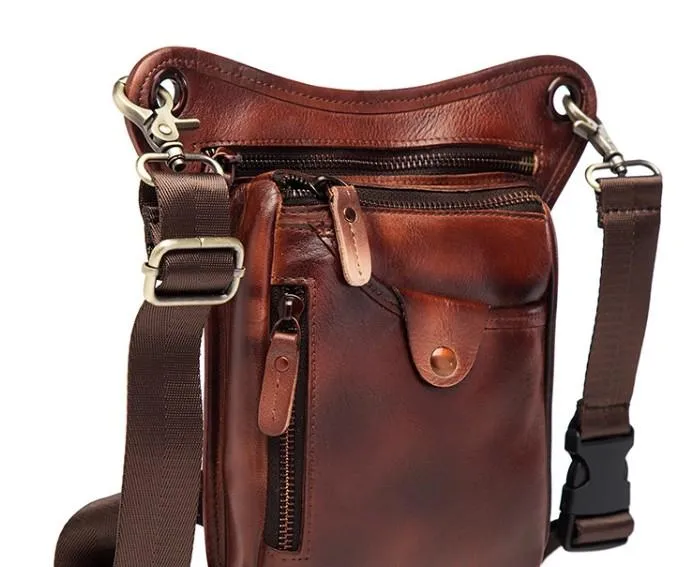Cool Leather Mens BELT BAG Drop Leg Bag Belt Pouch Waist Bag Shoulder Bags For Men