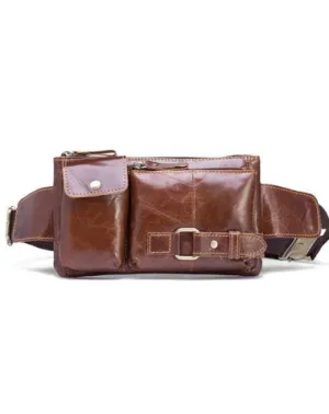 Cool LEATHER MENS BELT BAG FANNY BACK WAIST BAGs FANNY BAGS FOR MEN Coffee