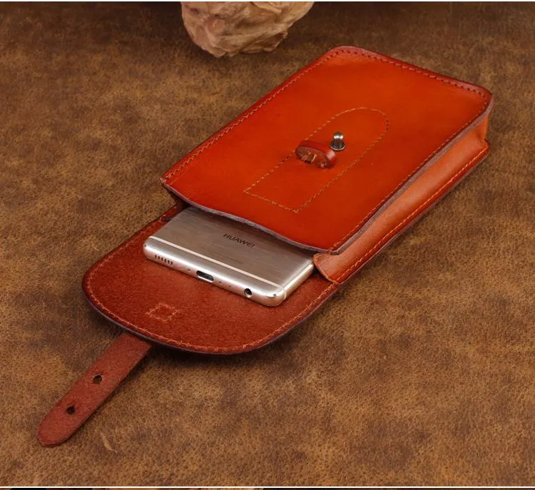 Cool Leather Mens Biker Cell Phone Holster Belt Pouch Side Waist Bag Shoulder Bag for Men