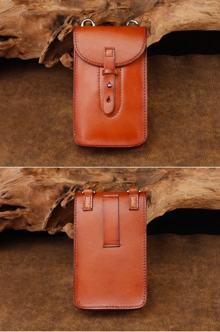 Cool Leather Mens Biker Cell Phone Holster Belt Pouch Side Waist Bag Shoulder Bag for Men