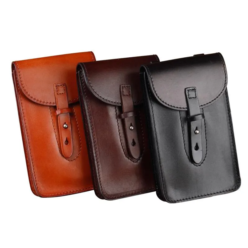 Cool Leather Mens Biker Cell Phone Holster Belt Pouch Side Waist Bag Shoulder Bag for Men