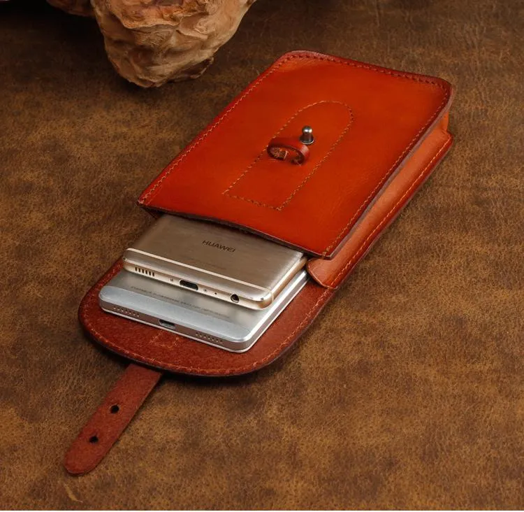 Cool Leather Mens Biker Cell Phone Holster Belt Pouch Side Waist Bag Shoulder Bag for Men