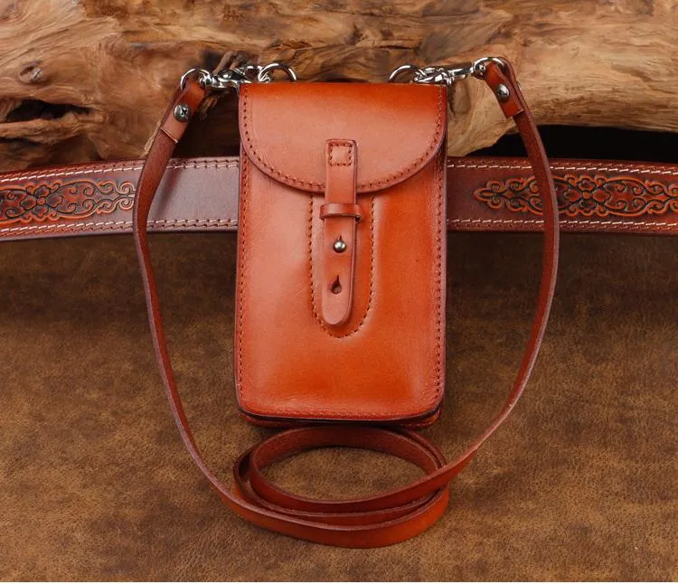 Cool Leather Mens Biker Cell Phone Holster Belt Pouch Side Waist Bag Shoulder Bag for Men
