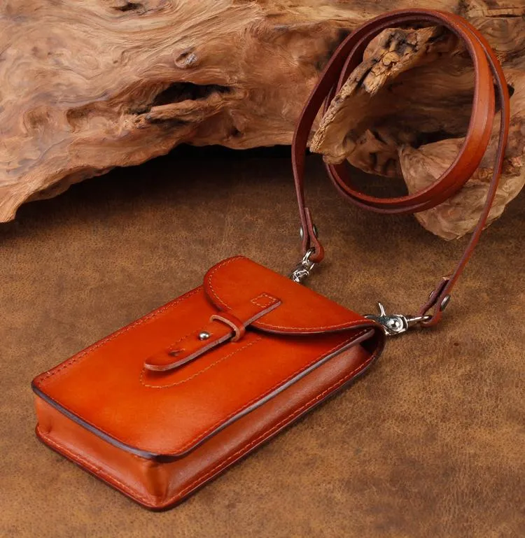 Cool Leather Mens Biker Cell Phone Holster Belt Pouch Side Waist Bag Shoulder Bag for Men