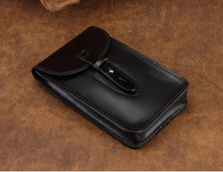 Cool Leather Mens Biker Cell Phone Holster Belt Pouch Side Waist Bag Shoulder Bag for Men