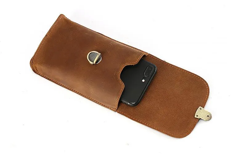 Cool Leather Men's Cell Phone Holsters Belt Pouch Belt Bag Waist Bag For Men