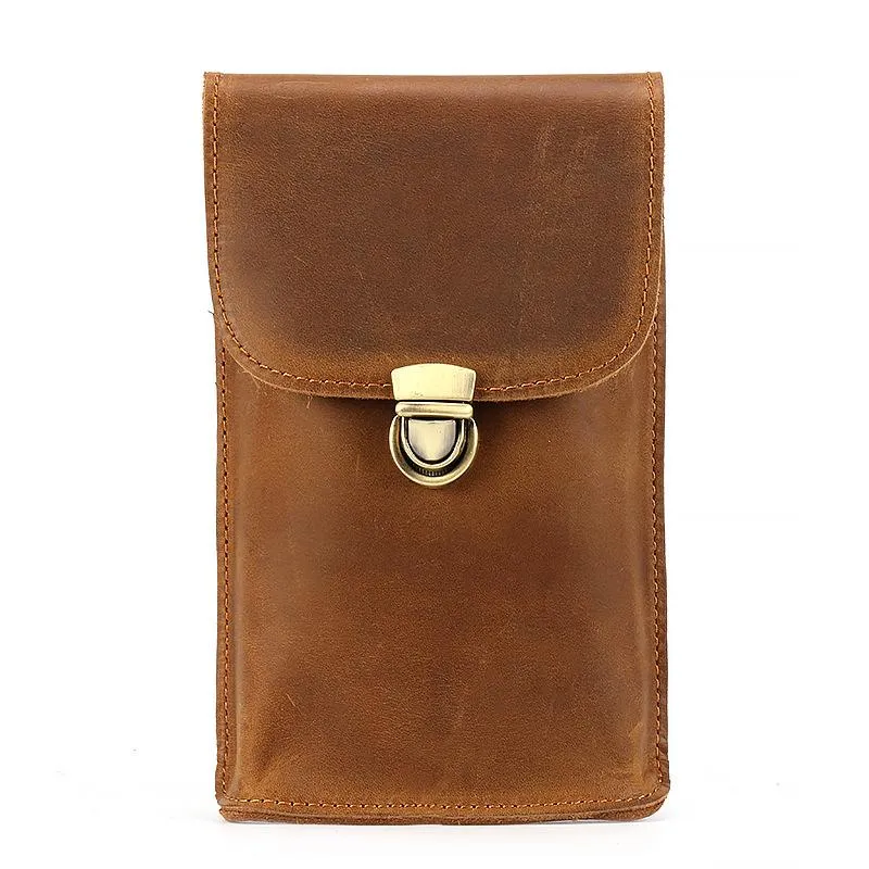 Cool Leather Men's Cell Phone Holsters Belt Pouch Belt Bag Waist Bag For Men