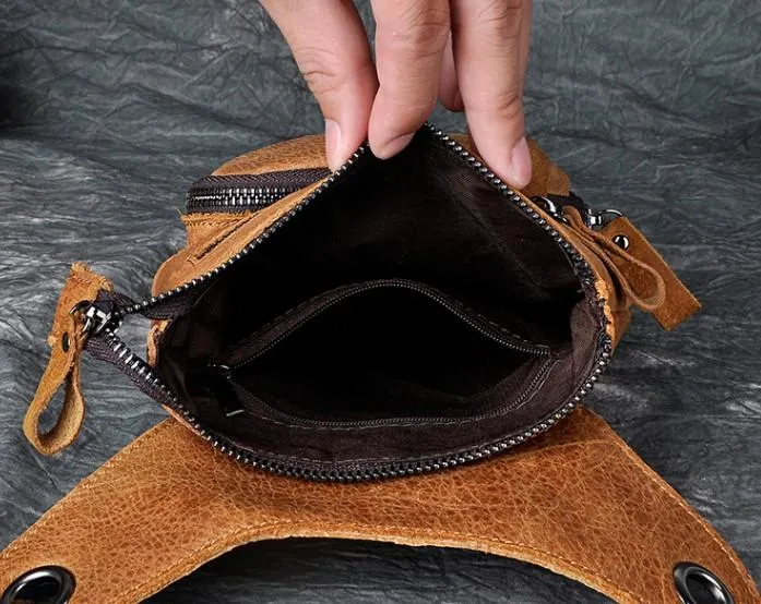 Cool Leather Mens Drop Leg Bag Belt Pouch Waist Bag Shoulder Bag for Men