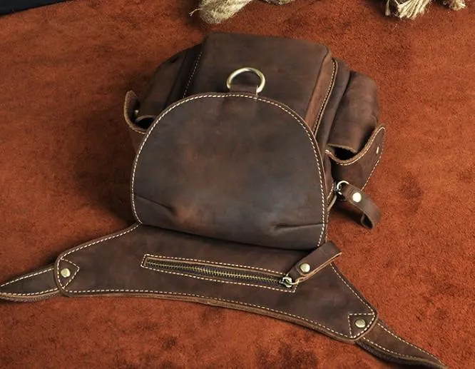 Cool Leather Mens Drop Leg Bag Belt Pouch Waist Bag Shoulder Bag for Men