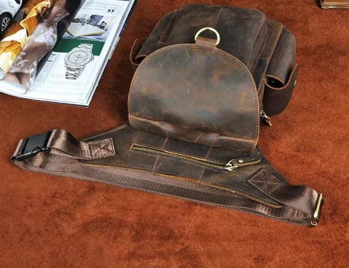 Cool Leather Mens Drop Leg Bag Belt Pouch Waist Bag Shoulder Bag for Men