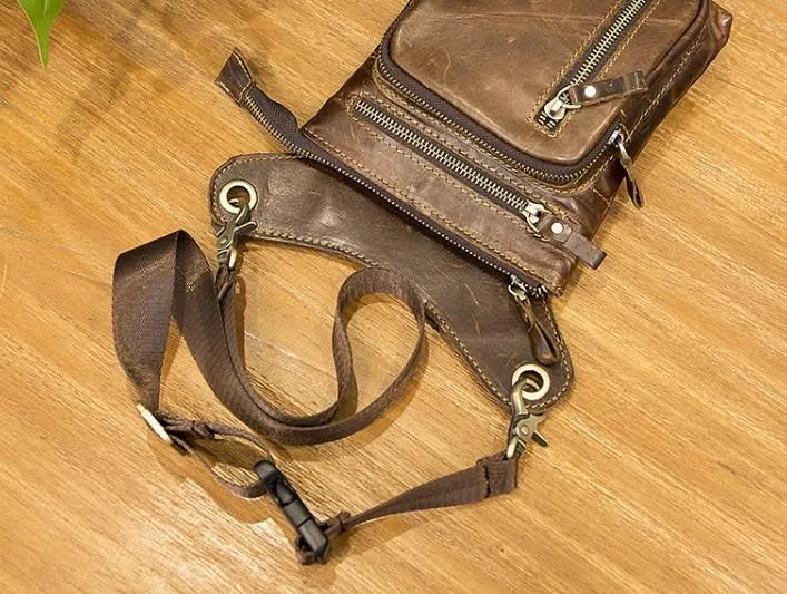 Cool Leather Mens Drop Leg Bag Belt Pouch Waist Bag Shoulder Bag for Men