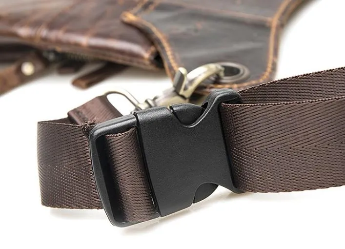 Cool Leather Mens Drop Leg Bag Belt Pouch Waist Bag Shoulder Bag for Men