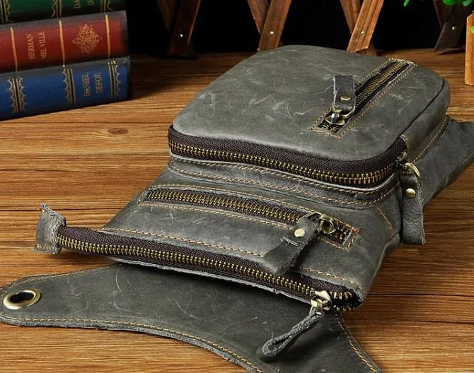 Cool Leather Mens Drop Leg Bag Belt Pouch Waist Bag Shoulder Bag for Men