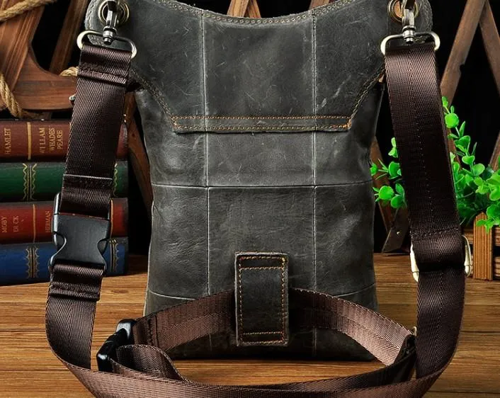 Cool Leather Mens Drop Leg Bag Belt Pouch Waist Bag Shoulder Bag for Men