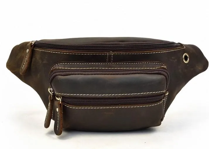 COOL LEATHER MENS FANNY PACK FOR MEN BUMBAG Vintage WAIST BAGS for Men