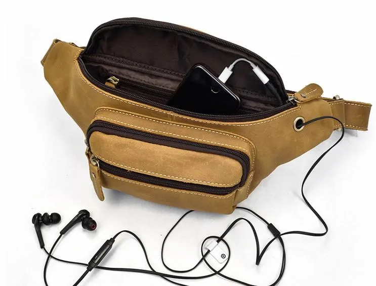 COOL LEATHER MENS FANNY PACK FOR MEN BUMBAG Vintage WAIST BAGS for Men