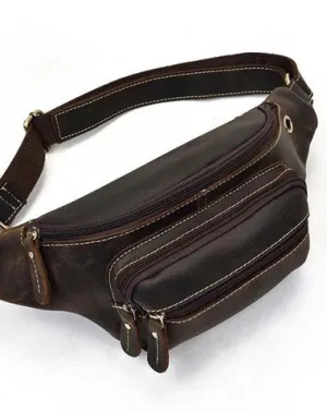 COOL LEATHER MENS FANNY PACK FOR MEN BUMBAG Vintage WAIST BAGS for Men Coffee