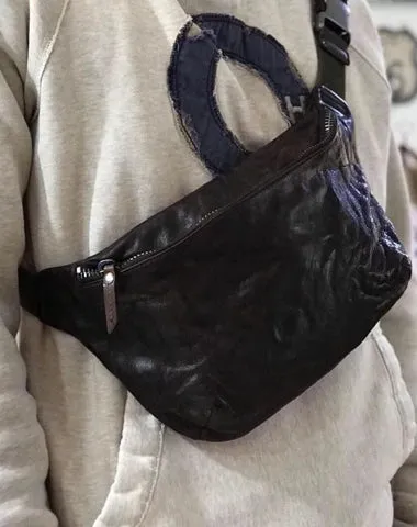 Cool Leather Mens FANNY PACK MENS WAIST BAG HIP PACK BELT BAG FOR MEN Vintage Coffee