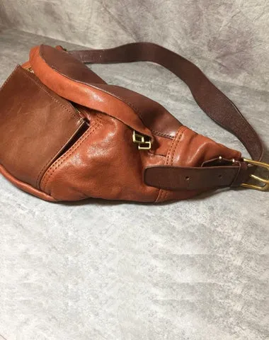 Cool Leather Mens FANNY PACK MENS WAIST BAG HIP PACK BELT BAG FOR MEN Dark Coffee