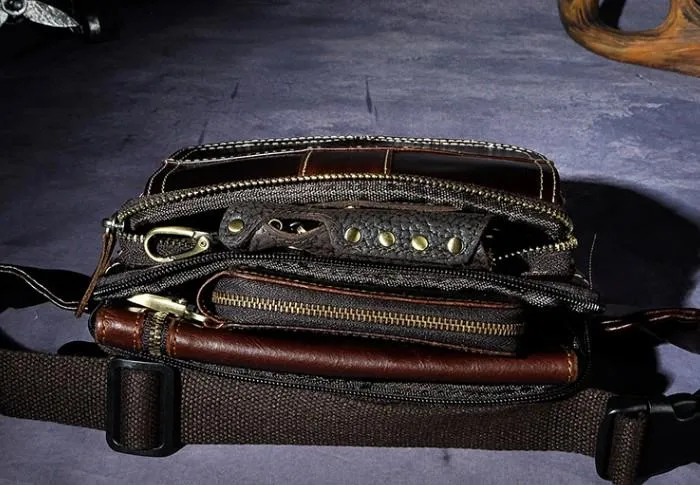 Cool Leather Mens Fanny Pack Waist Bag Hip Pack Belt Bag Bumbag for Men