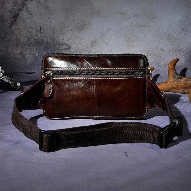 Cool Leather Mens Fanny Pack Waist Bag Hip Pack Belt Bag Bumbag for Men