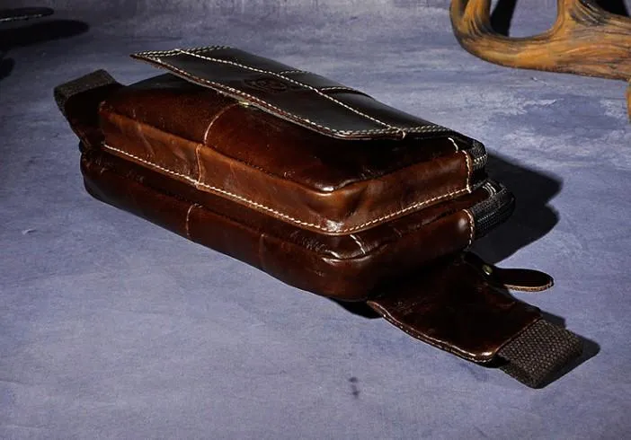 Cool Leather Mens Fanny Pack Waist Bag Hip Pack Belt Bag Bumbag for Men