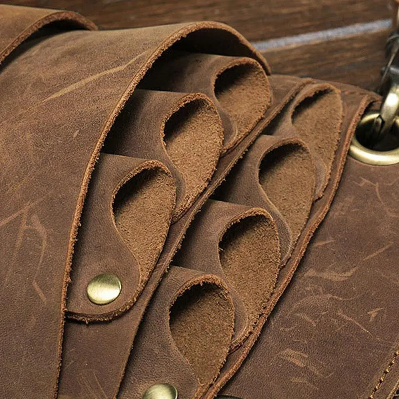 Cool Leather Mens Hairstylist Tool case barber pouch scissors case Belt Pouch Waist Bag